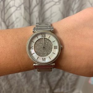 Michael Kors Catlin Silver Dial Silver Steel Strap Watch for Women - MK3355
