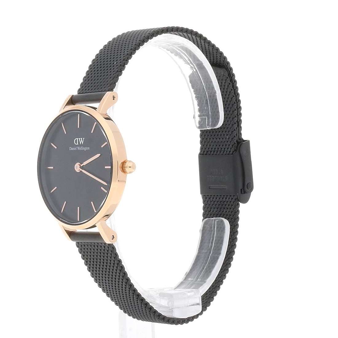 Daniel Wellington Petite Ashfield Black Dial Black Mesh Strap Watch For Women - DW00100245