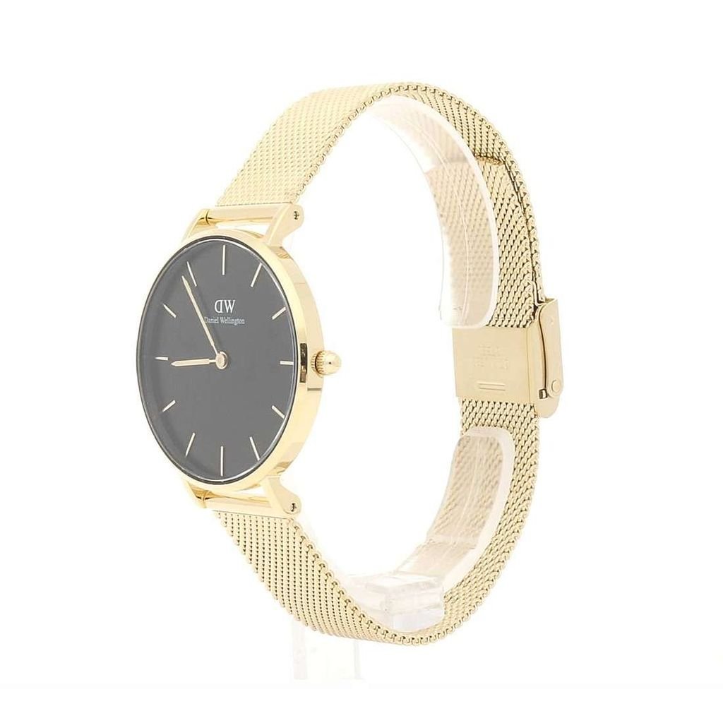 Daniel Wellington Classic Petite Black Dial Gold Mesh Bracelet Watch For Women - DW00100347
