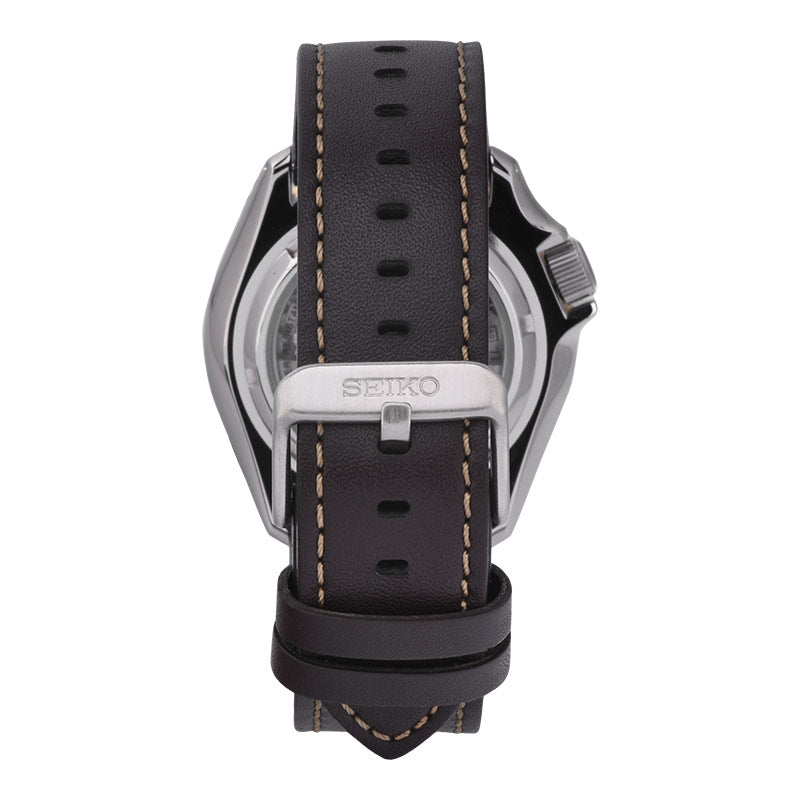 Seiko 5 Sports SKX GMT Automatic Mocha Black Dial Brown Leather Strap Watch For Men - SSK036K1