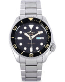 Seiko 5 Sports Automatic Black Dial Silver Steel Strap Watch For Men - SRPD57K1