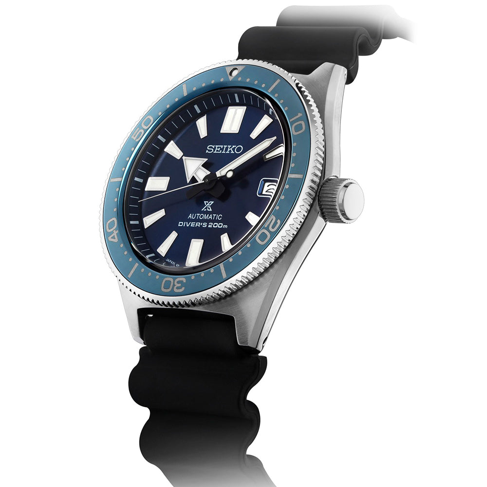 Seiko Prospex Analogue Automatic Diver Blue Dial Black Rubber Strap Watch For Men - SPB053J1