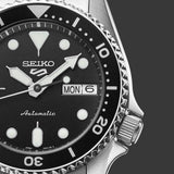 Seiko 5 Sports SKX Automatic Black Dial Silver Steel Strap Watch For Men - SRPK29K1