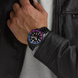 Seiko Automatic SKX GMT Yuto Horigome Limited Edition Black Dial Black Steel Strap Watch For Men - SSK027K1