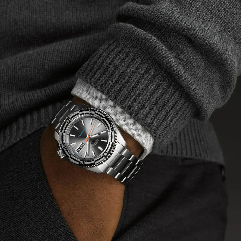 Seiko 5 Sports Special Edition Silver Dial Silver Steel Strap Watch For Men - SRPK09K1