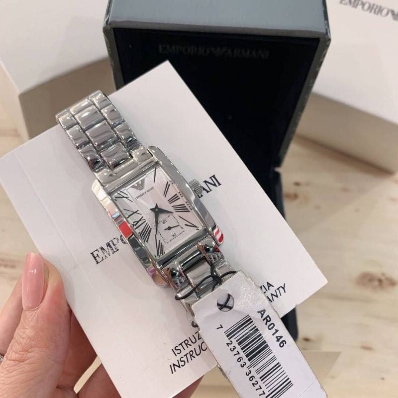 Emporio Armani White Dial Silver Stainless Steel Watch For Women - AR0146