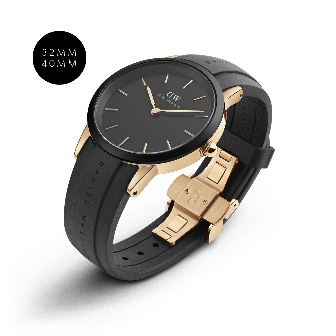 Daniel Wellington Iconic Motion Black Dial Black Rubber Strap Watch For Men - DW00100425