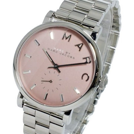 Marc Jacobs Baker Pink Dial Silver Steel Strap Watch for Women - MBM3283