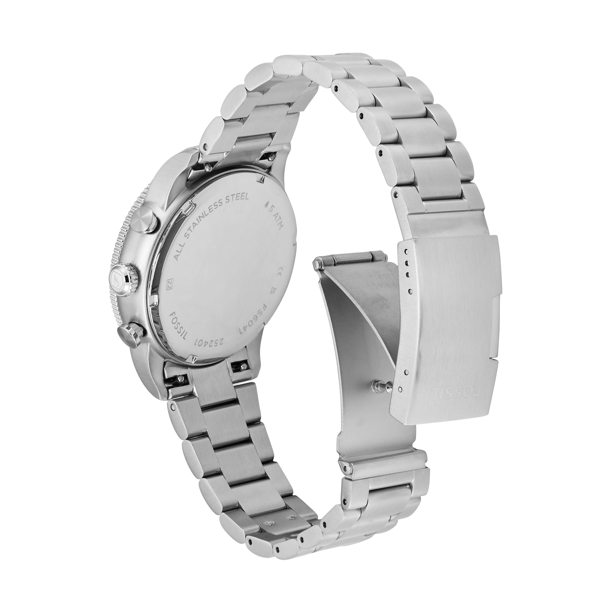 Fossil Sport Tourer Chronograph Blue Dial Silver Steel Strap Watch for Men - FS6047