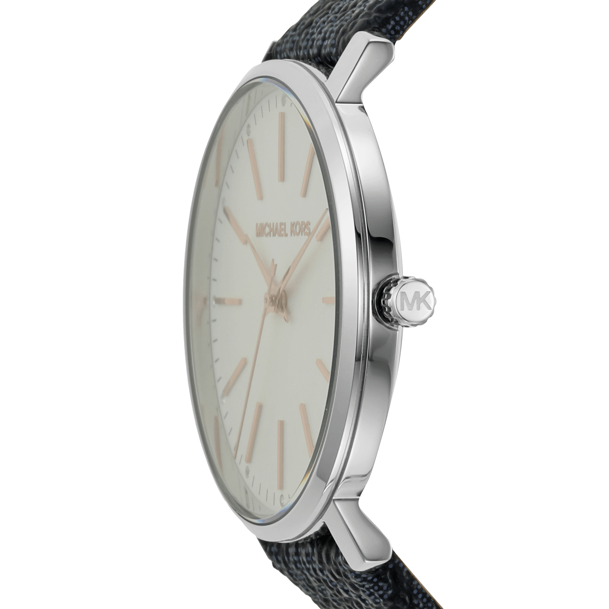 Michael Kors Pyper Quartz Silver Dial Blue Leather Strap Watch For Women - MK7244