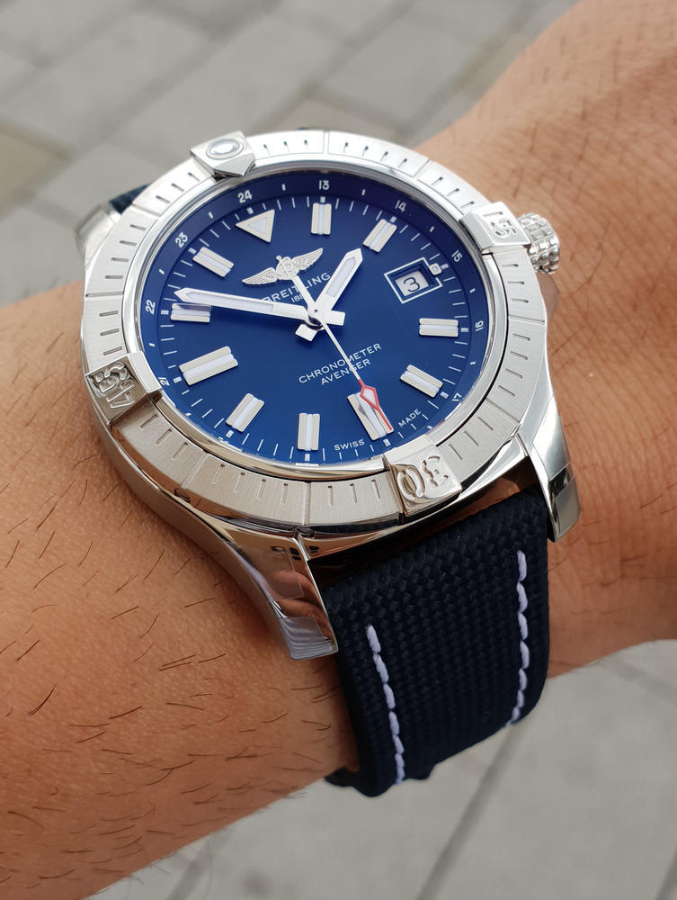 Breitling Avenger Automatic 43 Blue Dial Blue Nylon Strap Watch for Men - A17318101C1X1