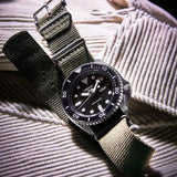 Seiko 5 Sport Automatic Black Dial Green Nylon Strap Watch For Men - SRPD65K4