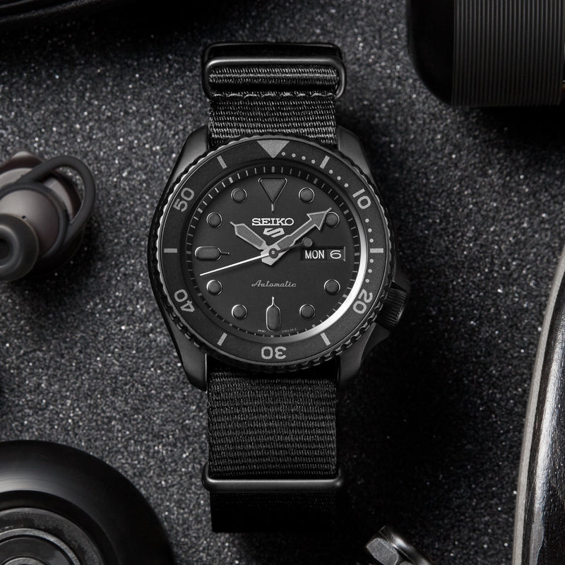Seiko 5 Sports Automatic Black Dial Black NATO Strap Watch For Men - SRPD79K1