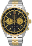 Seiko Sport Chronograph Black Dial Two Tone Steel Strap Watch for Men - SSB430P1