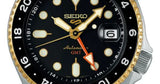 Seiko 5 Sports SKX GMT Automatic Mocha Black Dial Brown Leather Strap Watch For Men - SSK036K1