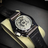 Seiko 5 Sports SKX GMT Automatic Mocha Black Dial Brown Leather Strap Watch For Men - SSK036K1