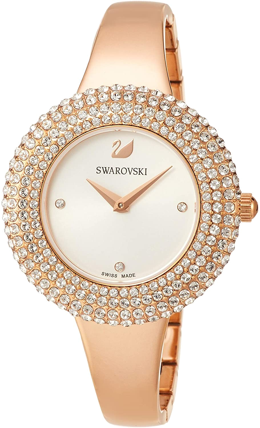 Swarovski Crystal Rose Silver Dial Rose Gold Steel Strap Watch for Women - 5484073