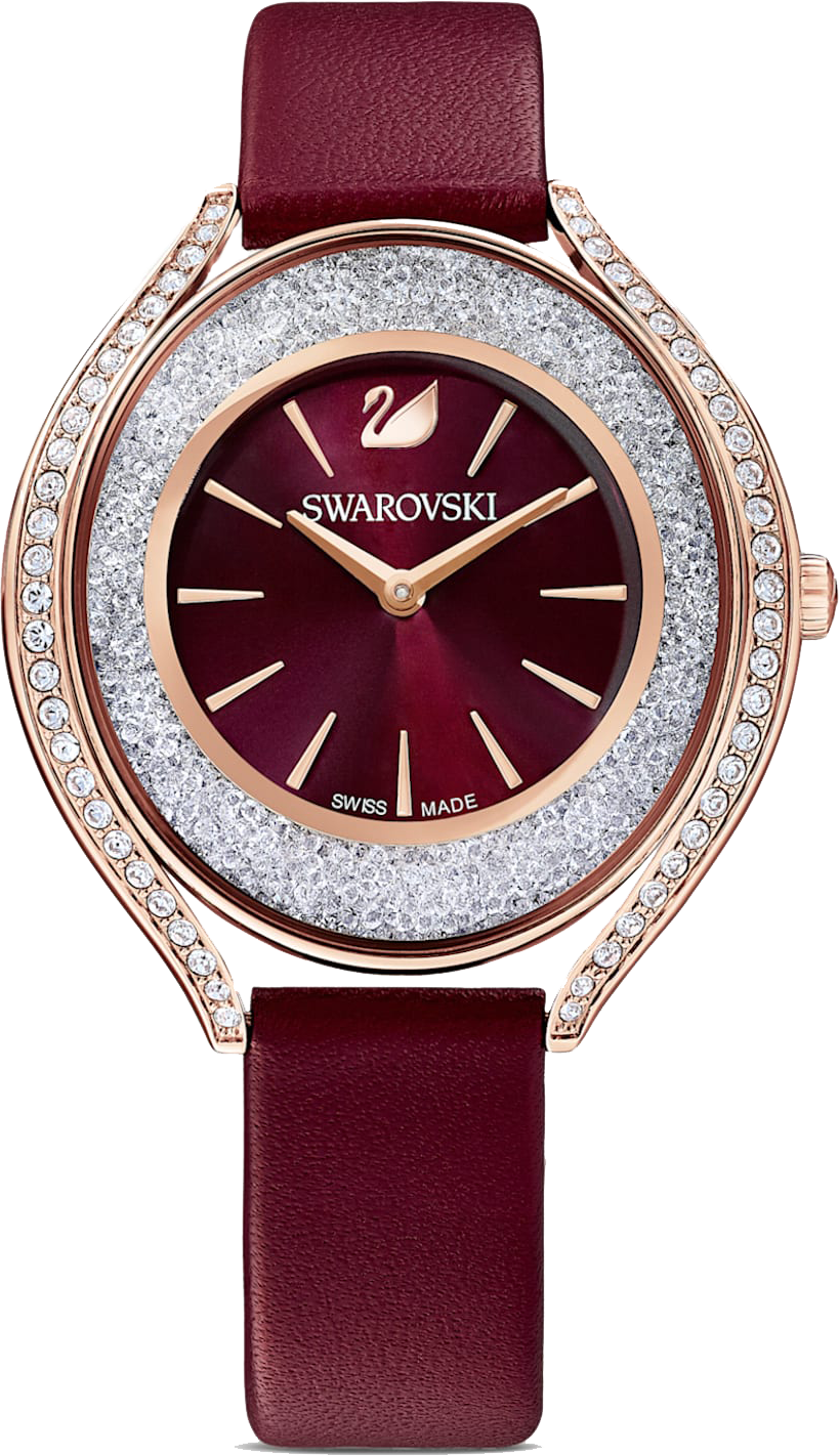 Swarovski Crystalline Aura Red Dial Red Leather Strap Watch for Women - 5558637