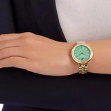 Swarovski Daytime Crystals Turquoise Dial Gold Steel Strap Watch for Women - 5182212
