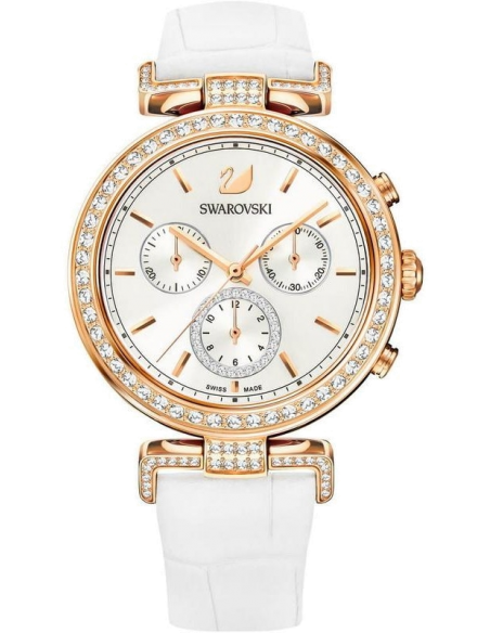 Swarovski Era Journey Silver Dial White Leather Strap Watch for Women - 5295369