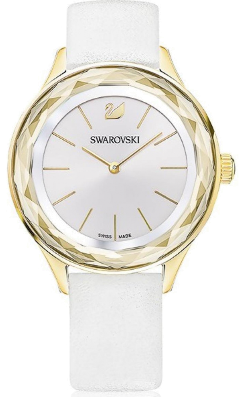 Swarovski Octea Nova Quartz White Dial White Leather Strap Watch for Women - 5295337