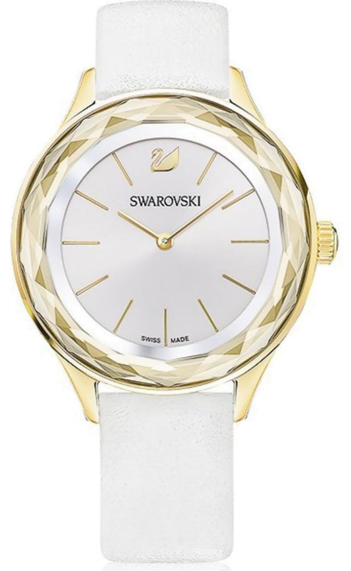 Swarovski Octea Nova Quartz White Dial White Leather Strap Watch for Women - 5295337