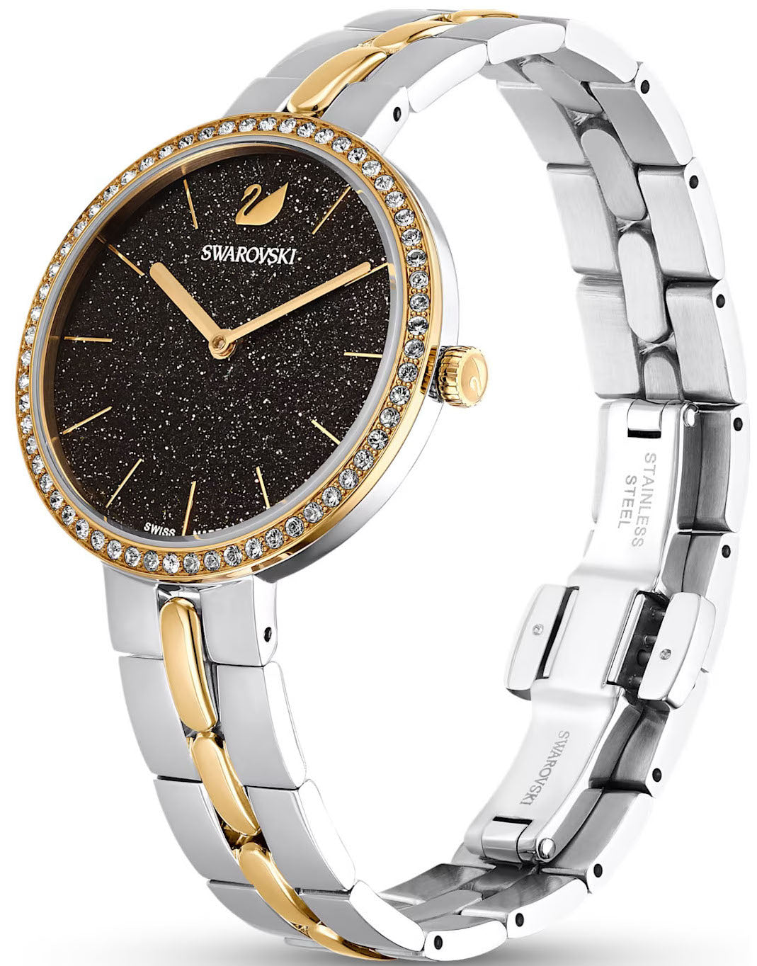 Swarovski Cosmopolitan Black Dial Two Tone Steel Strap Watch for Women - 5644072