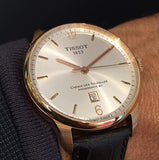 Tissot Chemin Des Tourelles Powermatic 80 Silver Dial Brown Leather Strap Watch For Men - T099.407.36.037.00