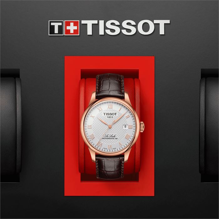 Tissot Le Locle Powermatic 80 Silver Dial Brown Leather Strap Watch For Men - T006.407.36.033.00