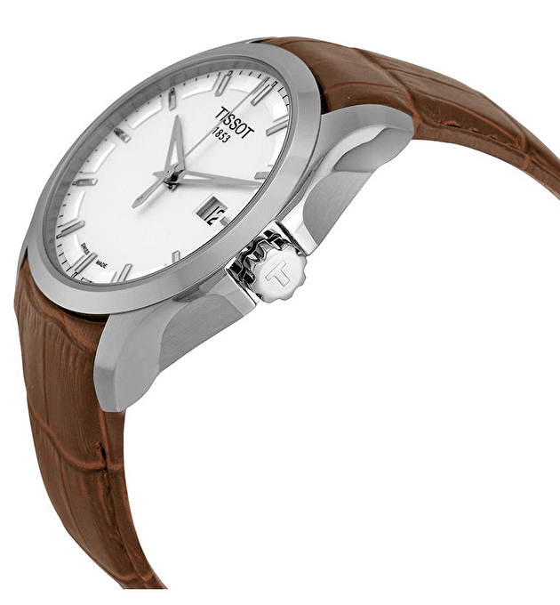 Tissot T Classic Couturier Chronograph White Dial Brown Leather Strap Watch For Men - T035.410.16.031.00