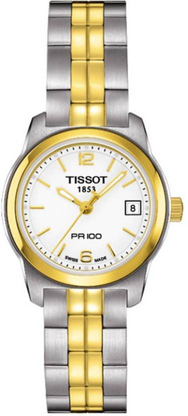 Tissot T Classic PR100 Gold Plated Quartz Watch For Women - T049.210.22.017.00