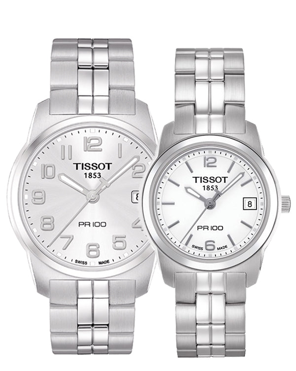 Tissot T Classic PR100 Silver Dial Silver Steel Strap Watch For Women - T049.210.11.032.00
