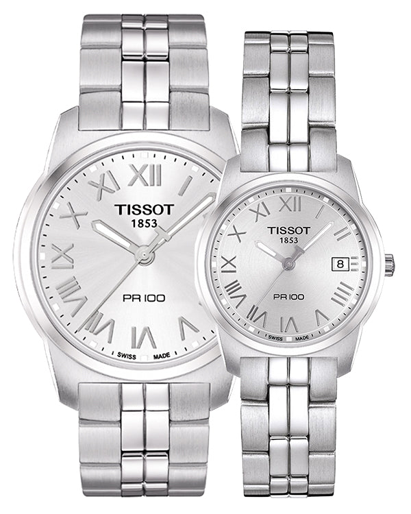 Tissot T Classic PR100 Silver Dial Silver Steel Strap Watch For Women - T049.210.11.033.00