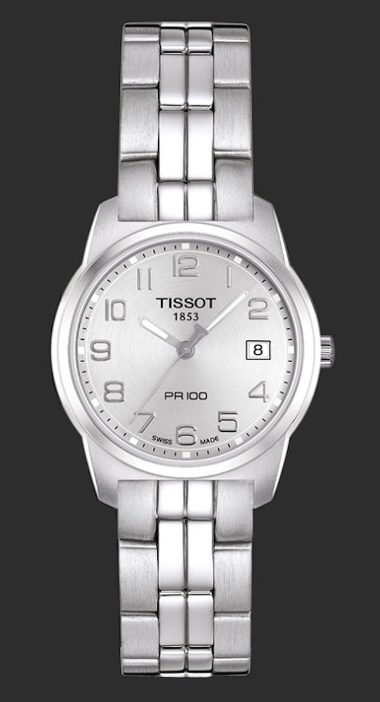 Tissot T Classic PR100 Silver Dial Silver Steel Strap Watch For Women - T049.210.11.032.00