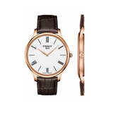 Tissot Tradition 5.5 White Dial Brown Leather Strap Watch for Men - T063.409.36.018.00