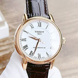 Tissot T Classic Carson Powermatic 80 White Dial Brown Leather Strap Watch for Men - T085.407.36.013.00