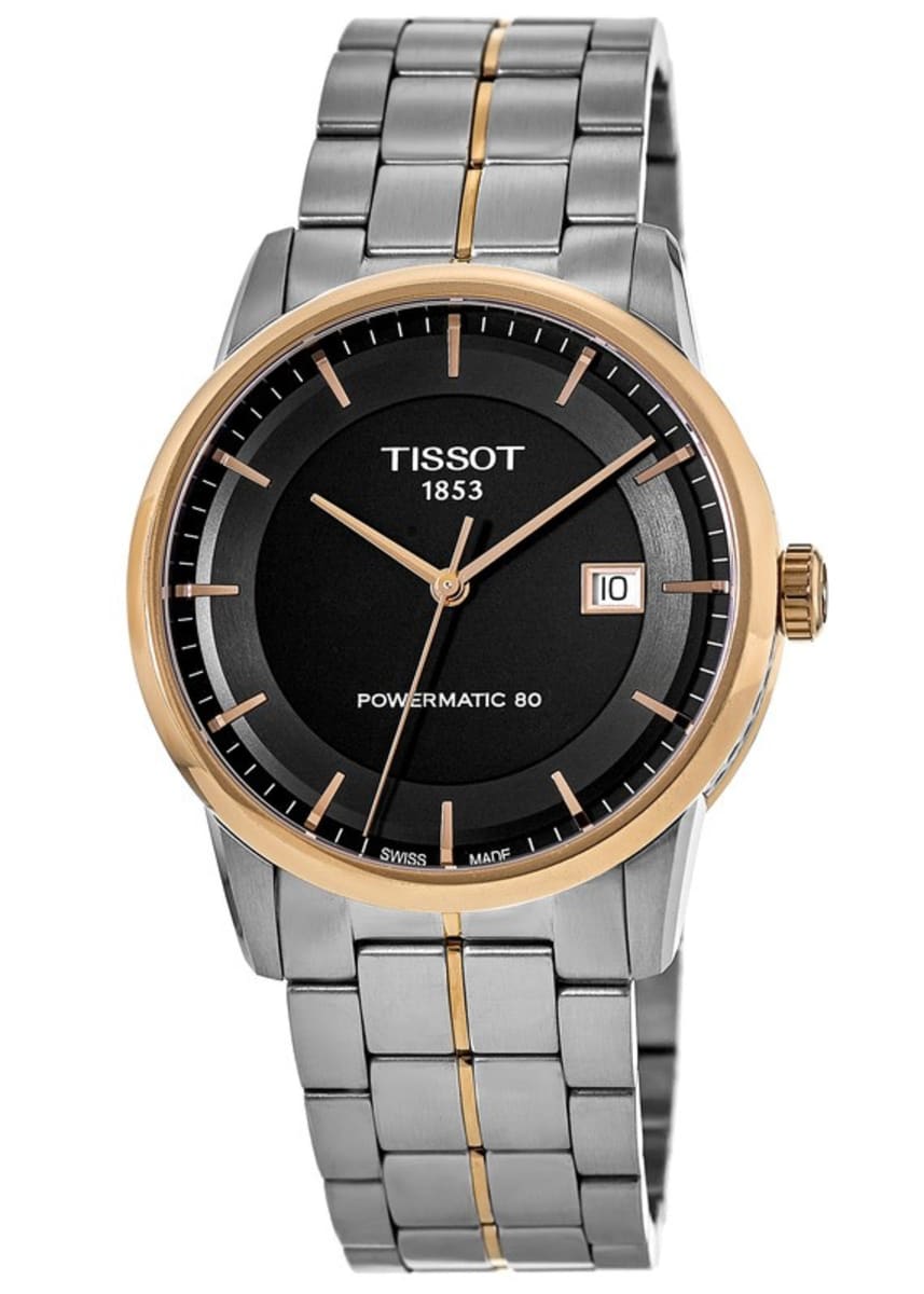 Tissot Luxury Powermatic 80 Black Dial Silver Steel Strap Watch For Men - T086.407.22.051.00