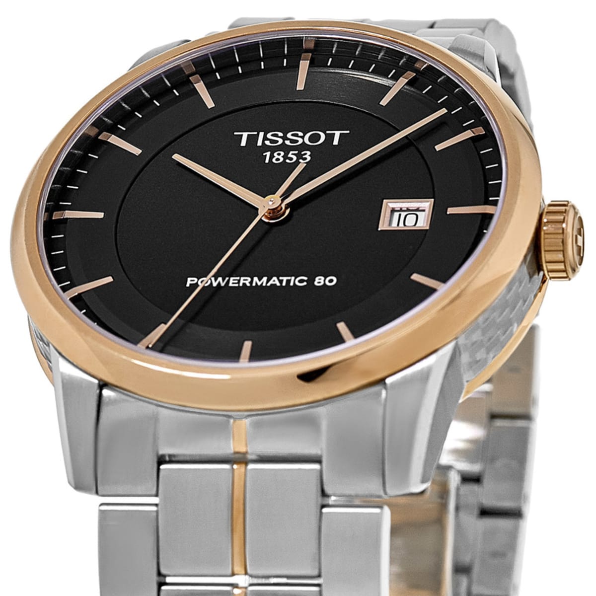 Tissot Luxury Powermatic 80 Black Dial Silver Steel Strap Watch For Men - T086.407.22.051.00