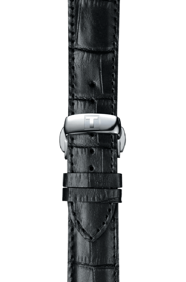 Tissot T Classic Bridgeport Black Dial Black Leather Strap Watch For Women - T097.010.16.058.00