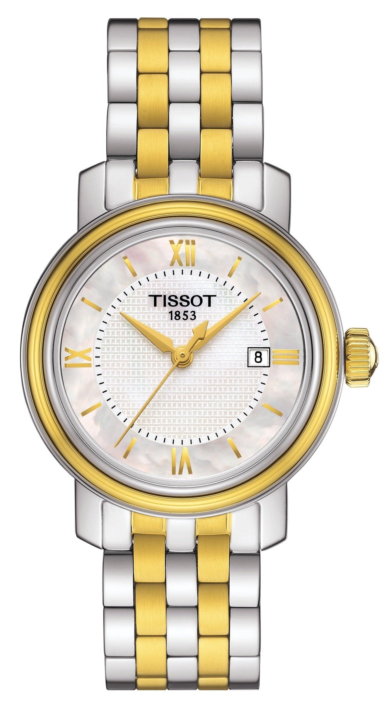 Tissot T Classic Bridgeport Silver Dial Two Tone Mesh Bracelet Watch For Men - T097.410.22.038.00