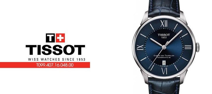 Tissot Chemin Des Tourelles Powermatic 80 Blue Dial Blue Leather Strap Watch for Men - T099.407.16.048.00