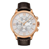 Tissot Des Tourelles Chronograph Silver Dial Brown Leather Strap Watch For Men - T099.427.36.038.00