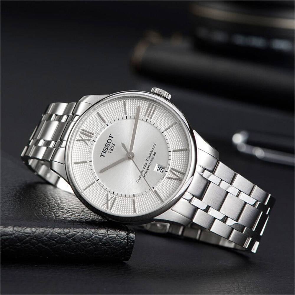 Tissot T Classic Chemin Des Tourelles Silver Dial Silver Steel Strap Watch For Men - T099.408.11.038.00