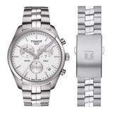 Tissot T Classic PR 100 Chronograph Silver Dial Silver Steel Strap Watch For Men - T101.417.11.031.00
