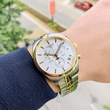 Tissot T Sport PR 100 Chronograph White Dial Two Tone Steel Strap Watch For Men - T101.417.22.031.00