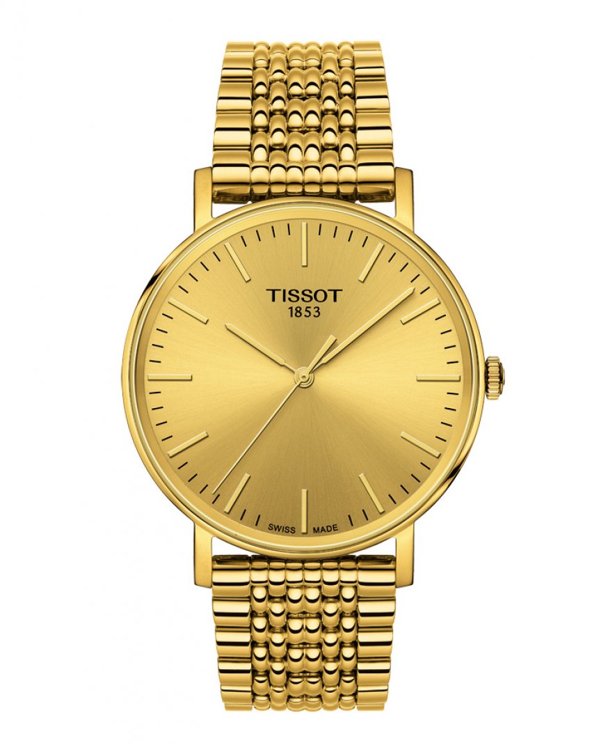 Tissot T Classic Everytime Desire Small Gold Dial Gold Mesh Bracelet Watch For Women - T109.210.33.021.00