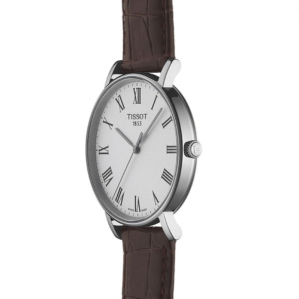 Tissot T Classic Everytime White Dial Brown Leather Strap Watch For Men - T109.410.16.033.00