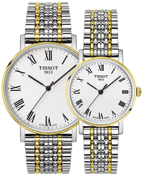 Tissot Everytime Medium White Dial Two Tone Mesh Bracelet Watch For Men - T109.410.22.033.00