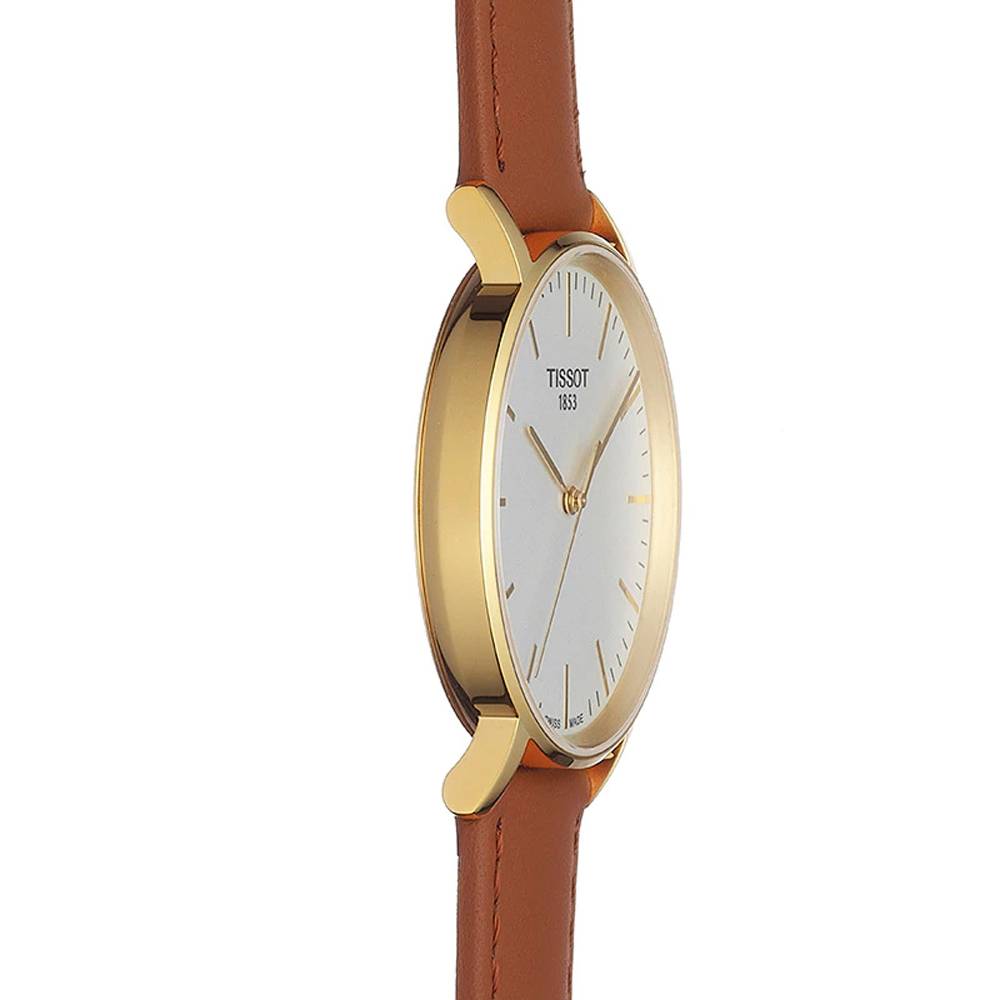 Tissot T Classic Everytime White Dial Brown Leather Strap Watch For Men - T109.410.36.031.00
