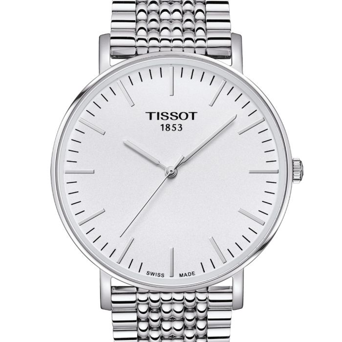 Tissot T Classic Everytime Large White Dial Silver Steel Strap Watch for Men - T109.610.11.031.00